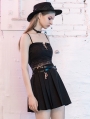 Black Street Fashion Gothic Punk Belt Short Skirt for Women