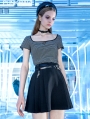 Black Street Fashion Gothic Punk Belt Short Skirt for Women