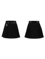 Black Street Fashion Gothic Punk Belt Short Skirt for Women