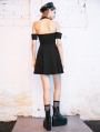 Black Gothic Off-the-Shoulder Summer Sexy Short Dress with Detachable Sleeves