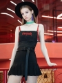 Black Street Fashion Gothic Punk Skirt with Detachable Pocket