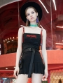 Black Street Fashion Gothic Punk Skirt with Detachable Pocket