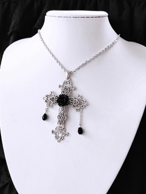 Vintage Gothic Cross Flower Necklace