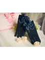 Navy Blue Bead Bow Lolita Gloves