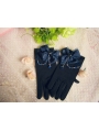 Navy Blue Bead Bow Lolita Gloves