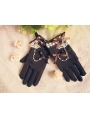 Brown Lace Bow Lolita Gloves