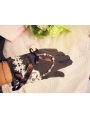 Brown Lace Bow Lolita Gloves