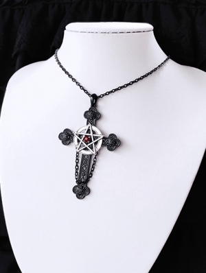 Vintage Gothic Cross Pentagram Necklace