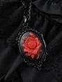 Black Vintage Gothic Red Flower Pendant Necklace