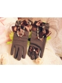 Brown Feather Bow Lolita Gloves