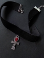 Black Gothic Cross Red Pendant Choker