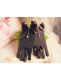 Brown Lace Bow Beading Lolita Gloves