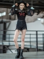 Black Street Fashion Gothic Punk Embroidery Shorts for Women