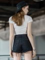 Black Street Fashion Gothic Punk Embroidery Shorts for Women