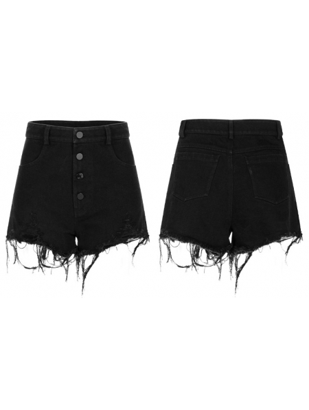 Black Street Fashion Gothic Punk Embroidery Shorts for Women ...