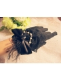 Black Feather Bow Gothic Gloves