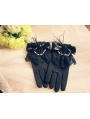 Black Feather Bow Gothic Gloves