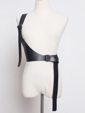 Black Gothic PU Leather One-Shoulder Belt Harness