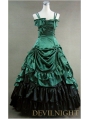 Luxuriant Green and Black Sleeveless Gothic Masquerade Victorian Dress