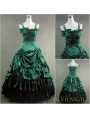 Luxuriant Green and Black Sleeveless Gothic Masquerade Victorian Dress
