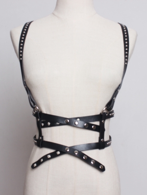 Black Gothic Punk PU Leather Buckle Belt Harness