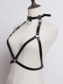 Black Gothic Punk PU Leather Body Bondage Buckle Belt Harness