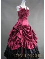 Luxuriant Black and Red Sleeveless Gothic Masquerade Victorian Dress