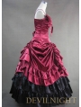 Luxuriant Black and Red Sleeveless Gothic Masquerade Victorian Dress