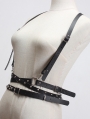 Black Gothic Punk PU Leather Rivet Buckle Belt Harness