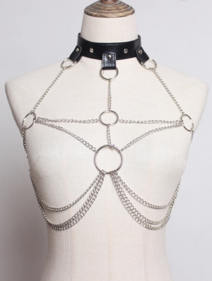 Black Gothic Punk Roop Chain Harness
