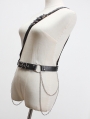 Black Gothic Punk PU Leather One-Shoulder Chain Buckle Belt Harness