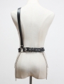 Black Gothic Punk PU Leather One-Shoulder Chain Buckle Belt Harness