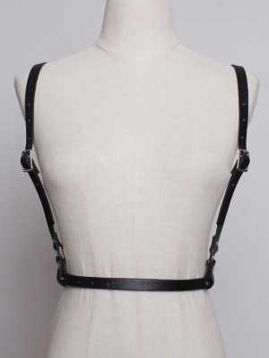 Black Gothic Punk PU Leather Buckle Belt Harness