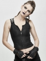 Black Gothic Punk PU Leather Motor Gloves for Women