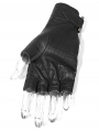 Black Gothic Punk PU Leather Motor Gloves for Women