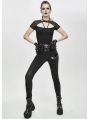 Women's Black Gothic Punk Pants with Detachable Pentagram Harness Belt Garters