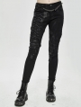 Black Gothic Punk Slim Long Pants for Women