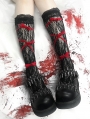 Black Gothic Punk Lace Socks with Red Ribbon