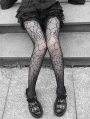 Black Gothic Punk Spider Web Thigh High Tights 