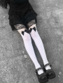 White Gothic Bowknot Knee Socks