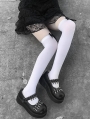 White Gothic Bowknot Knee Socks