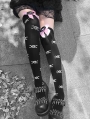 White Gothic Punk Skull Bowknot Knee Socks