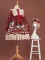 Red Crown Bear Long Sleeve Chiffon Sweet Lolita OP Dress