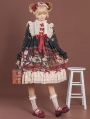 Black Crown Bear Long Sleeve Chiffon Sweet Lolita OP Dress