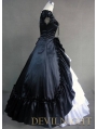 Classic Black and White Short Sleeves Bow Gothic Victorian Dress