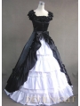 Classic Black and White Short Sleeves Bow Gothic Victorian Dress