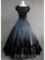 Classic Black and White Short Sleeves Bow Gothic Victorian Dress