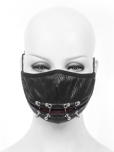 Black Gothic Punk PU Leather Unisex Mask