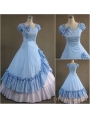 Classic Blue and White Ruffled Sweet Gothic Victorian Dress
