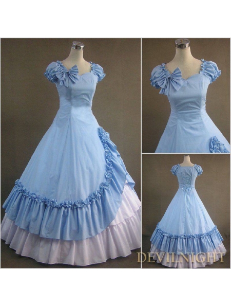 Classic Blue and White Ruffled Sweet Gothic Victorian Dress ...